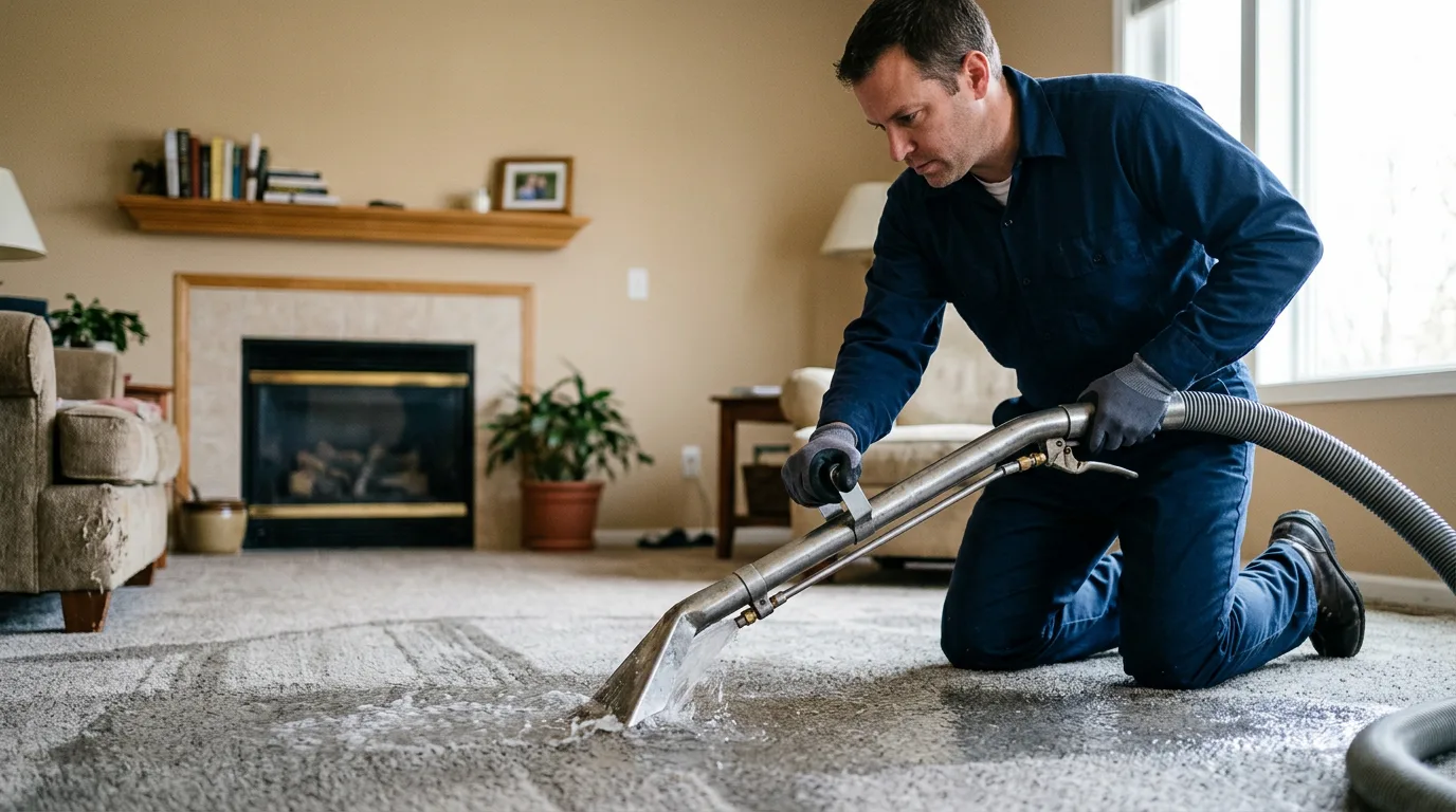Water damage restoration technician working near Charlevoix, MI